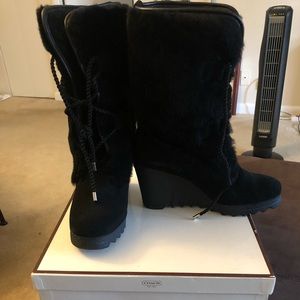 Coach Mandy Suede Shearling Boots